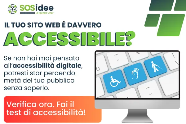 siti web accessibili. Immagine di copertina dove si mostra un'immagine di una tastiera con le disabilità in pulsanti blu
